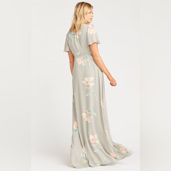 Show Me Your MuMu Noelle Flutter Wrap Dress in Lily Showers - Picture 4 of 6